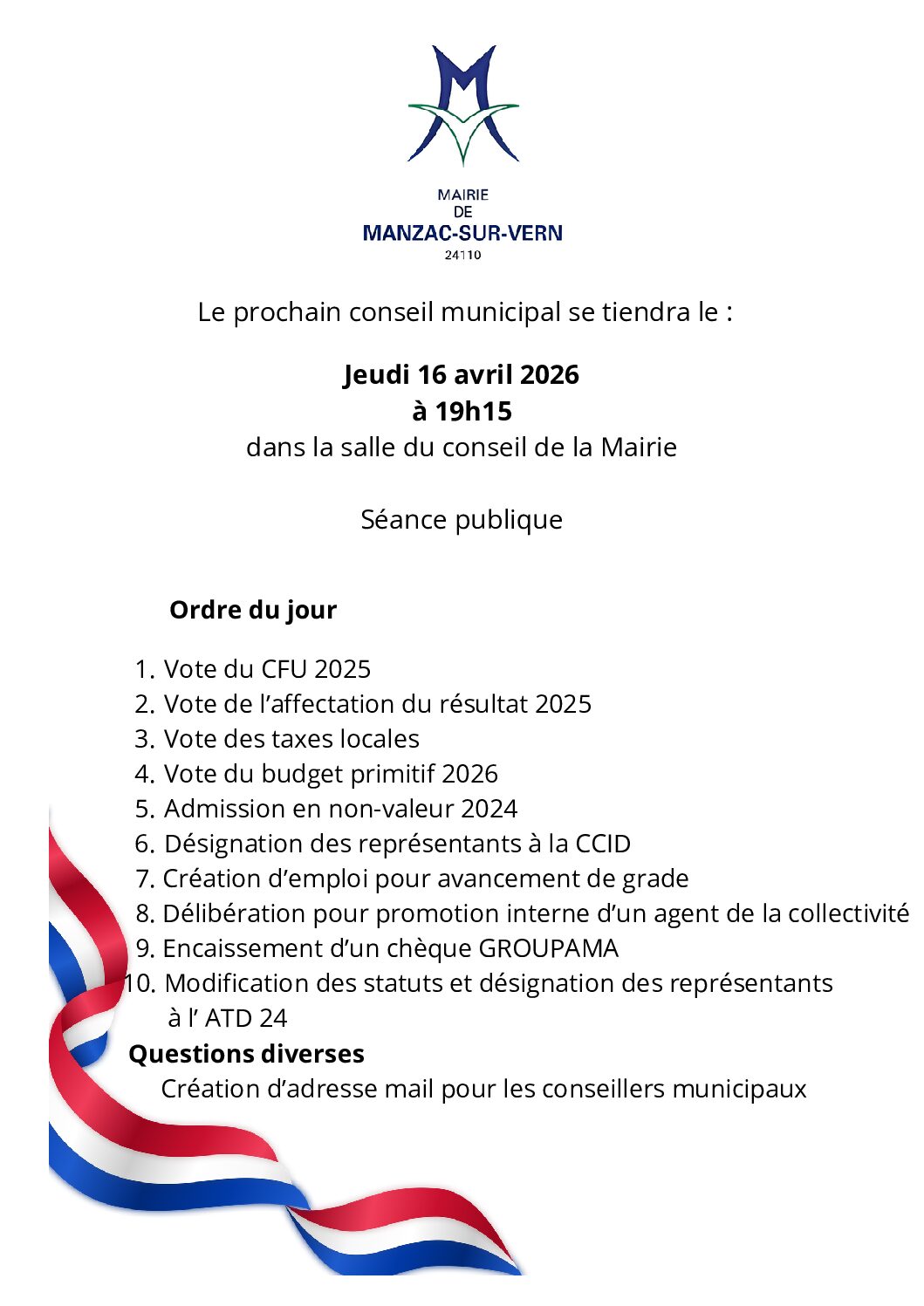 You are currently viewing CONSEIL MUNICIPAL