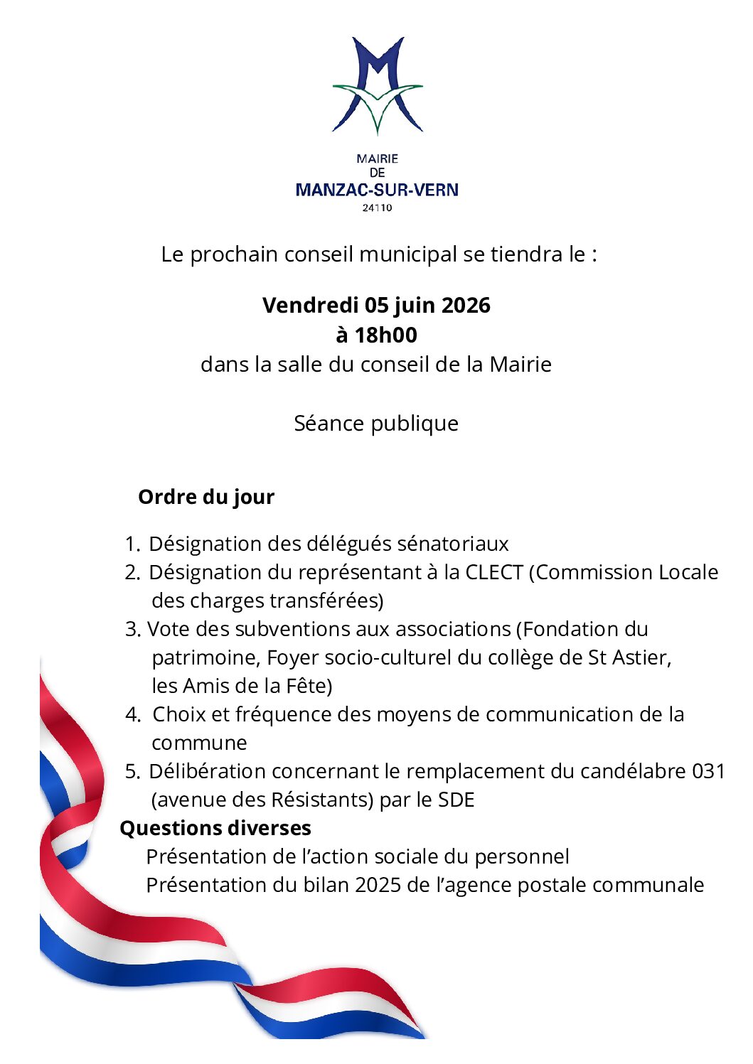 Lire la suite à propos de l’article Conseil municipal