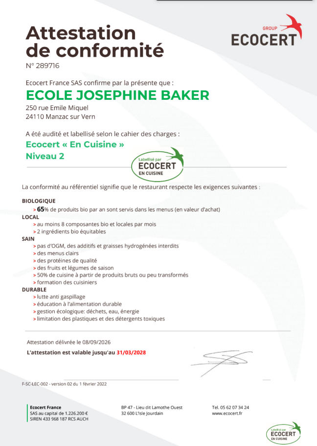 You are currently viewing Label Ecocert au restaurant scolaire